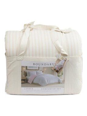 BOUNDARY Delicate Blush & Green Stripe Comforter Set